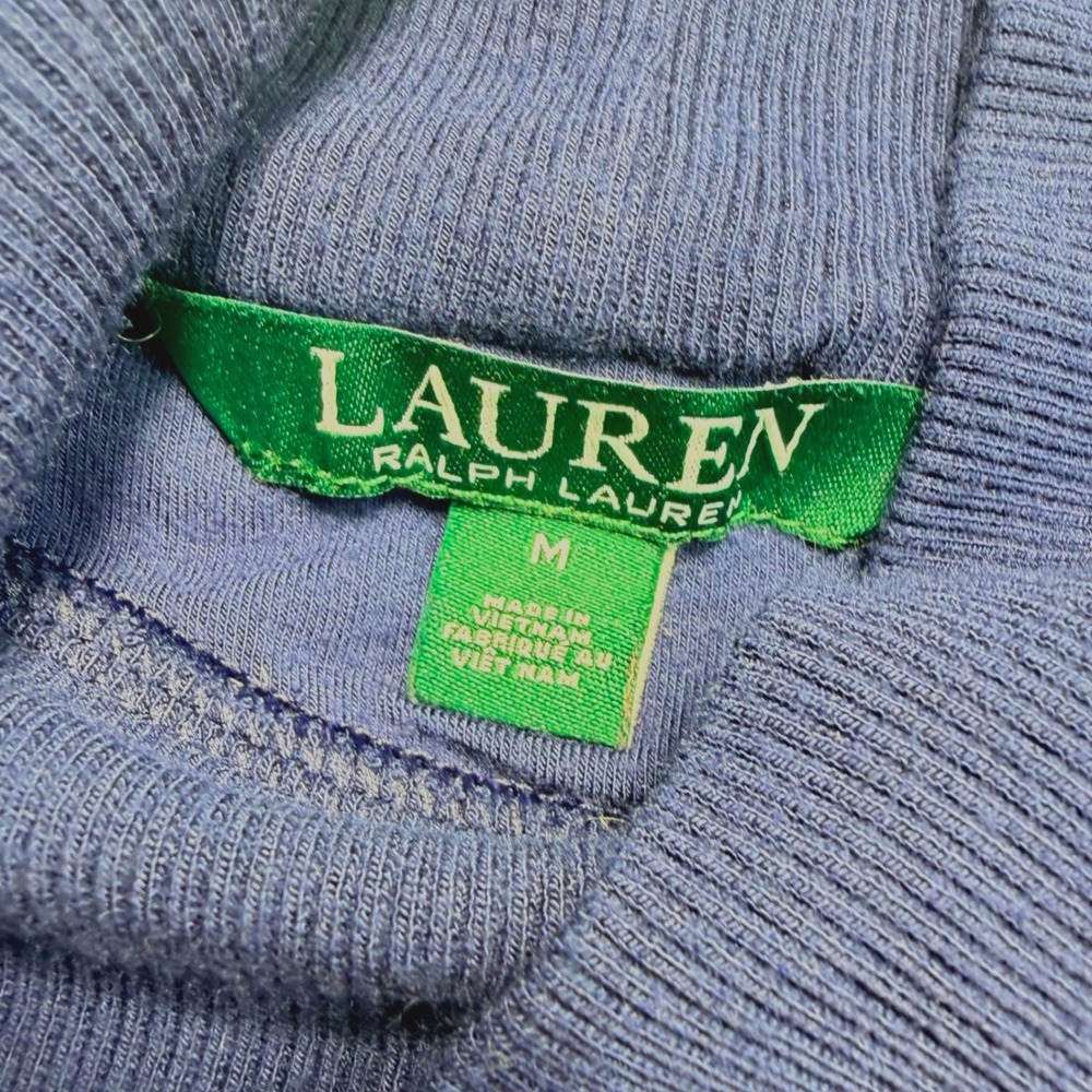 Lauren Ralph Lauren Striped Turtleneck Sweater Navy Red Medium Stretch Knit - Picture 7 of 10